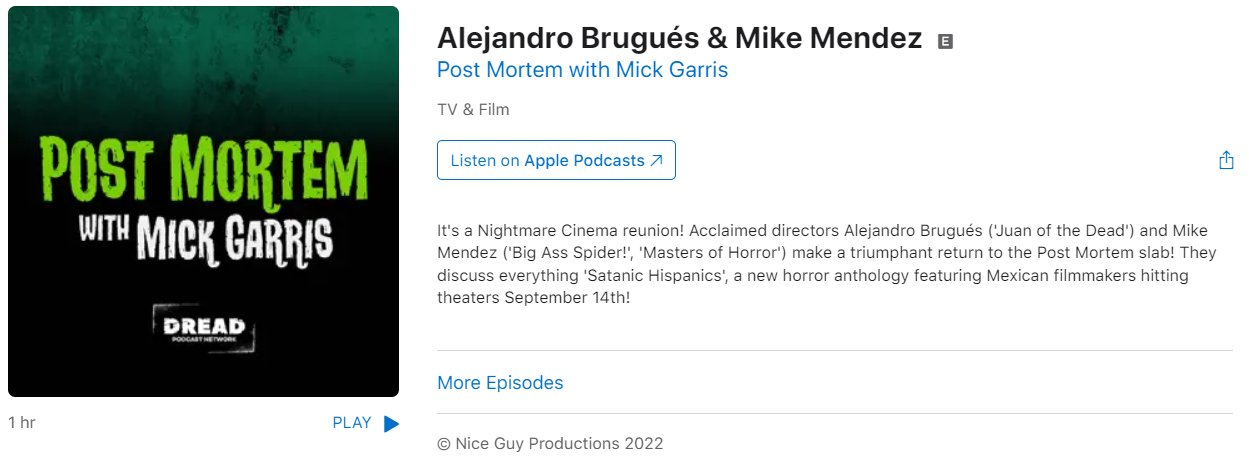 Alejandro Brugués & Mike Mendez  Post Mortem with Mick Garris